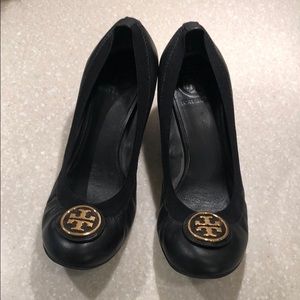 Tory Burch black wedges. 7.5. Perfect condition